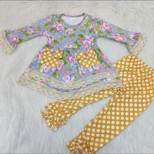 Flower 🌸🌺🌸 pocket embroidered tunic pants set